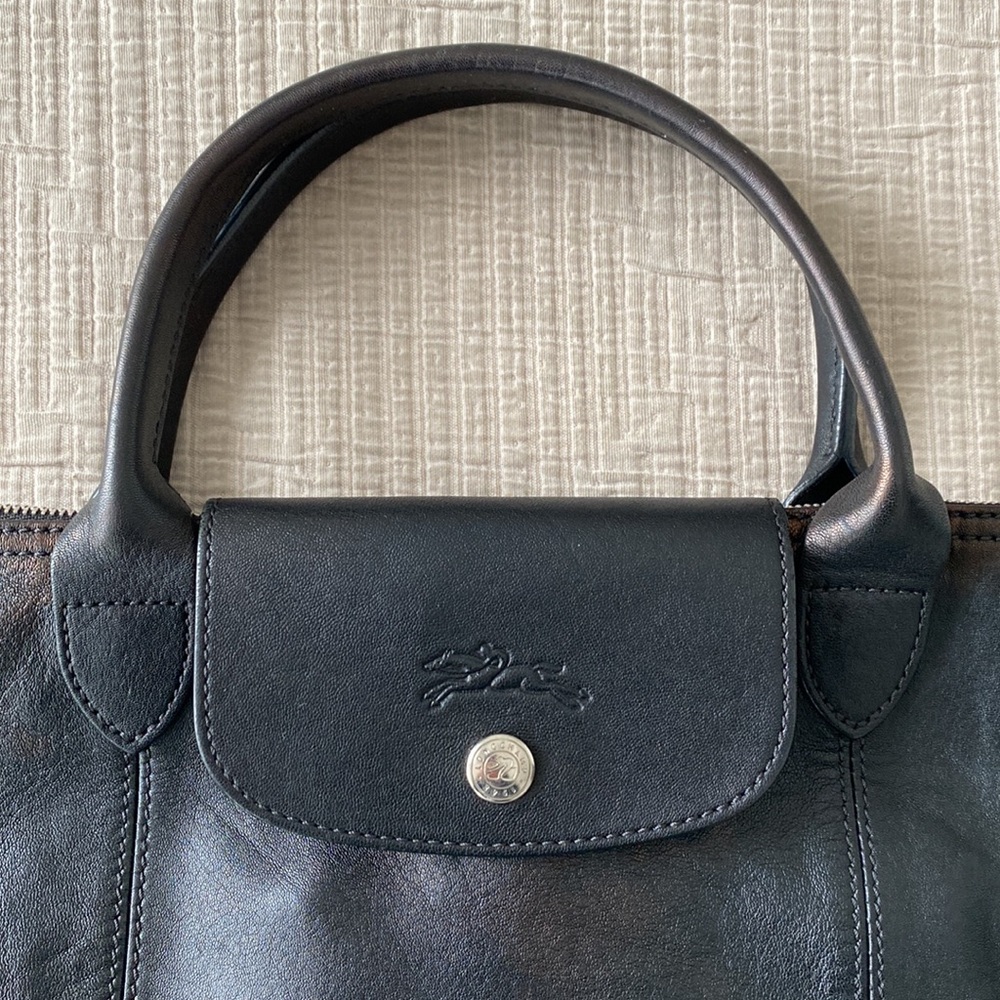Longchamp Le Pliage Cuir Brown Leather Bag - Picture 2 of 12